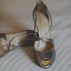 Christian Louboutin Black / Silver / Metallic Gray 38